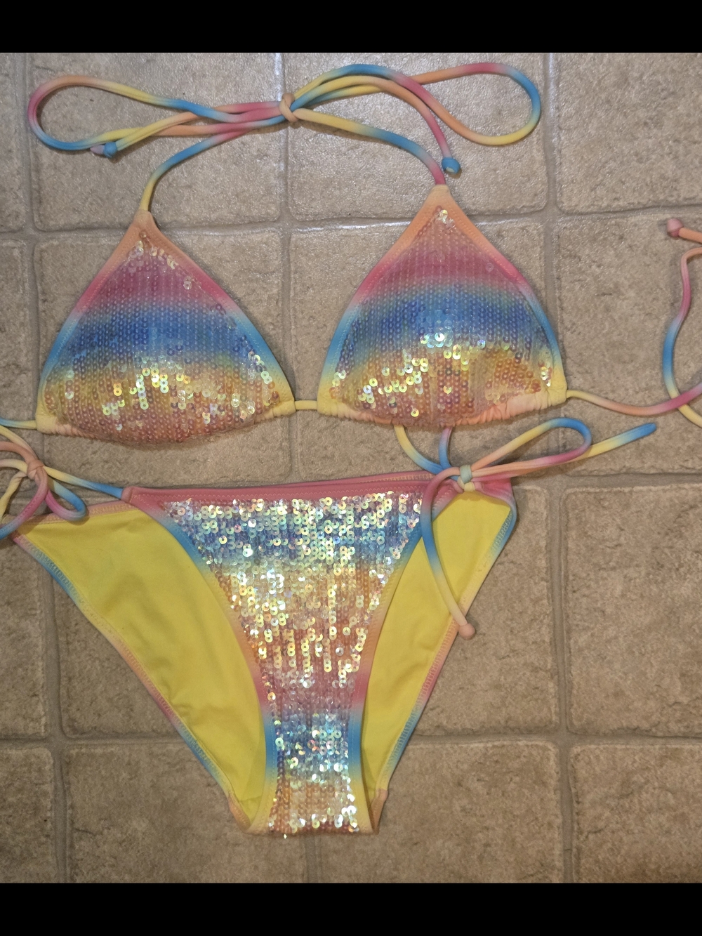 PINK Coral Bikini Set with Script Print - Picture 10 of 16
